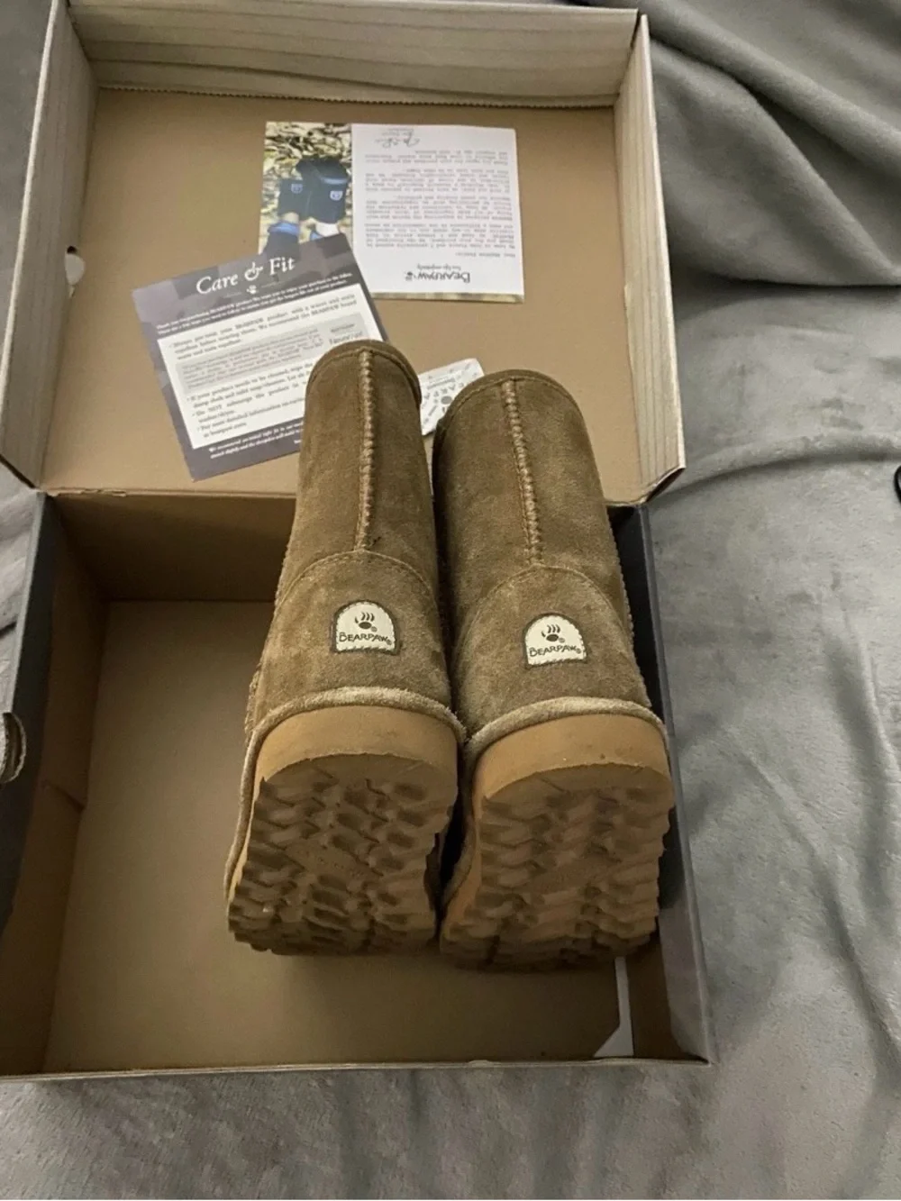 BearPaw Chestnut Suede Shearling Lined Short Boots